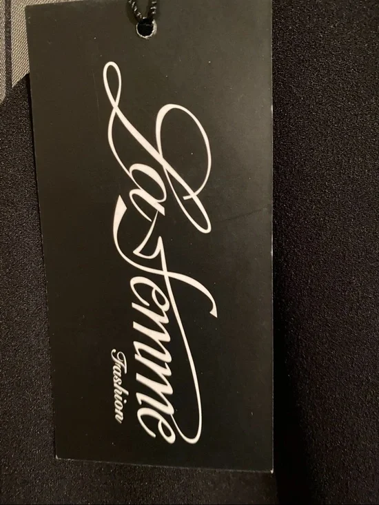 La Femme Black Long-Sleeve Cutout Maxi Gown with High Slit - Picture 5 of 6